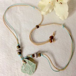 Sea Green Tile Adjustable Cord Necklace